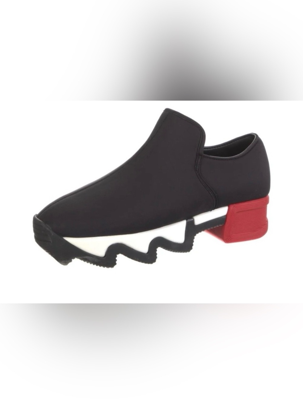 Black Slip-On Sculpted Sole Sneaker with Red Heel